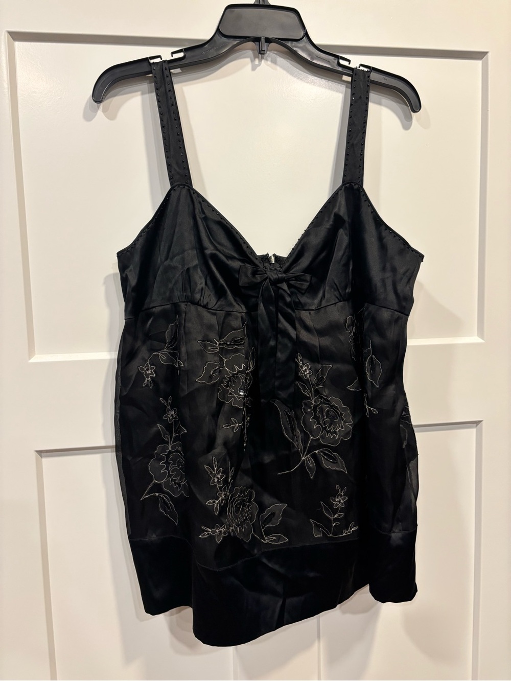 NWT Dead Stock 95% Silk Beaded Robin Haie Black Baby Doll Top Grunge Goth Fairy